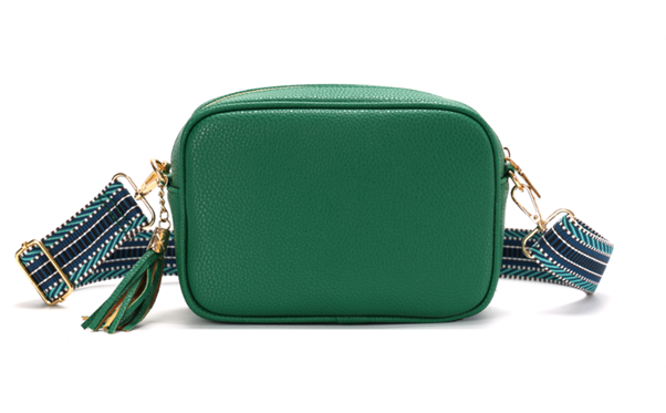 GESSY CAMERA TASSEL CLUTCH BAG WITH OPTIONAL PATTERNED SHOULDER STRAP