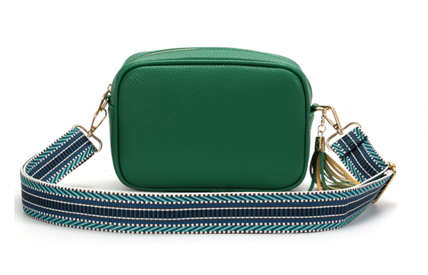 GESSY CAMERA TASSEL CLUTCH BAG WITH OPTIONAL PATTERNED SHOULDER STRAP