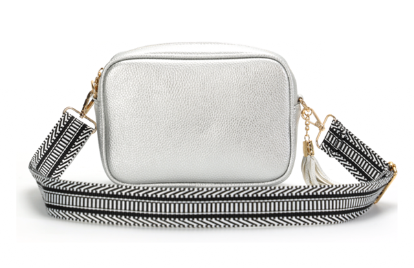 GESSY CAMERA TASSEL CLUTCH BAG WITH OPTIONAL PATTERNED SHOULDER STRAP