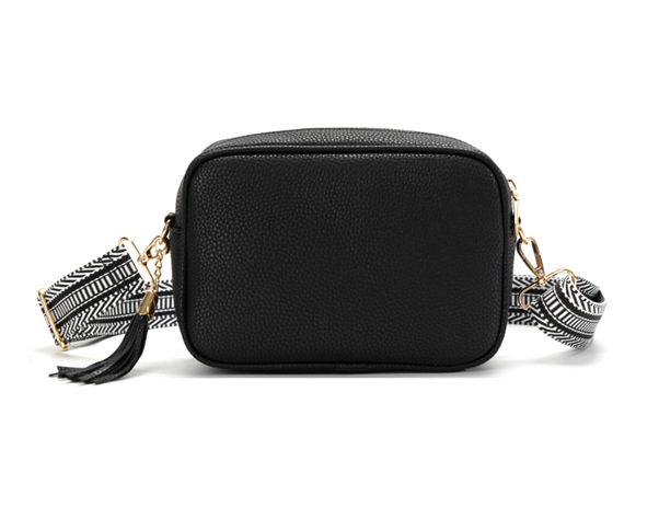 GESSY CAMERA TASSEL CLUTCH BAG WITH OPTIONAL PATTERNED SHOULDER STRAP