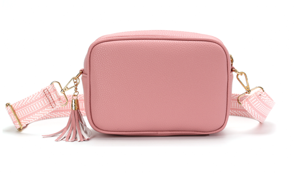 GESSY CAMERA TASSEL CLUTCH BAG WITH OPTIONAL PATTERNED SHOULDER STRAP