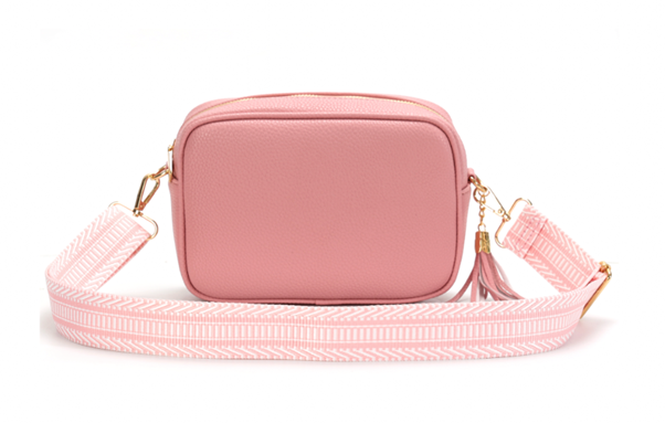 GESSY CAMERA TASSEL CLUTCH BAG WITH OPTIONAL PATTERNED SHOULDER STRAP