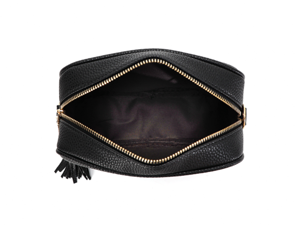 GESSY CAMERA TASSEL CLUTCH BAG WITH OPTIONAL PATTERNED SHOULDER STRAP