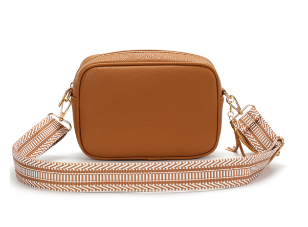 GESSY CAMERA TASSEL CLUTCH BAG WITH OPTIONAL PATTERNED SHOULDER STRAP