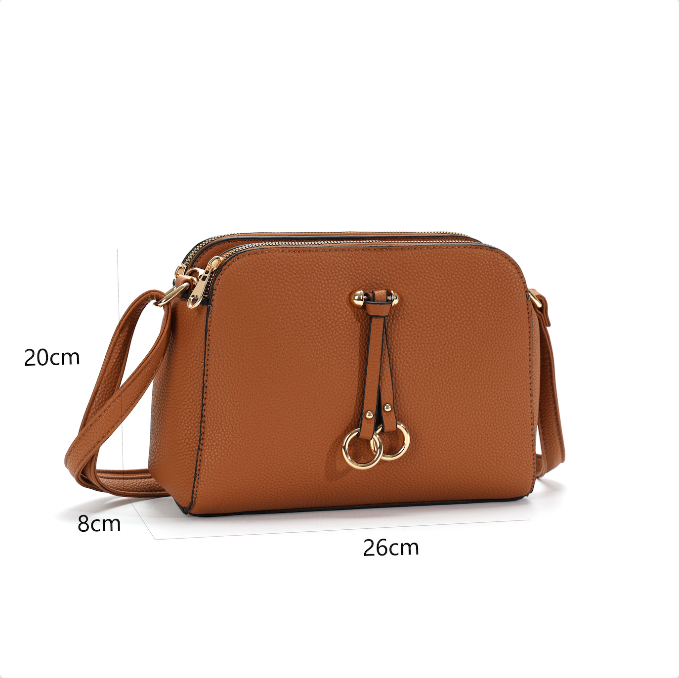 GESSY RING DECOR HANDBAG IN BROWN