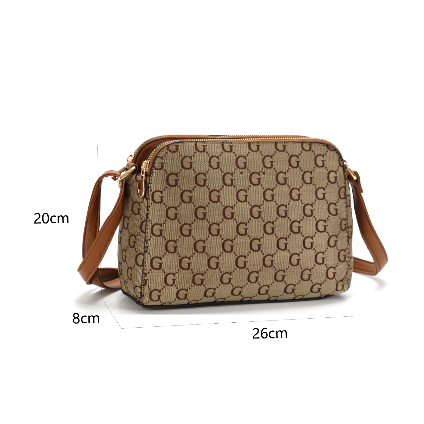 GESSY LOGO PRINT RING DECOR HANDBAG IN COFFEE
