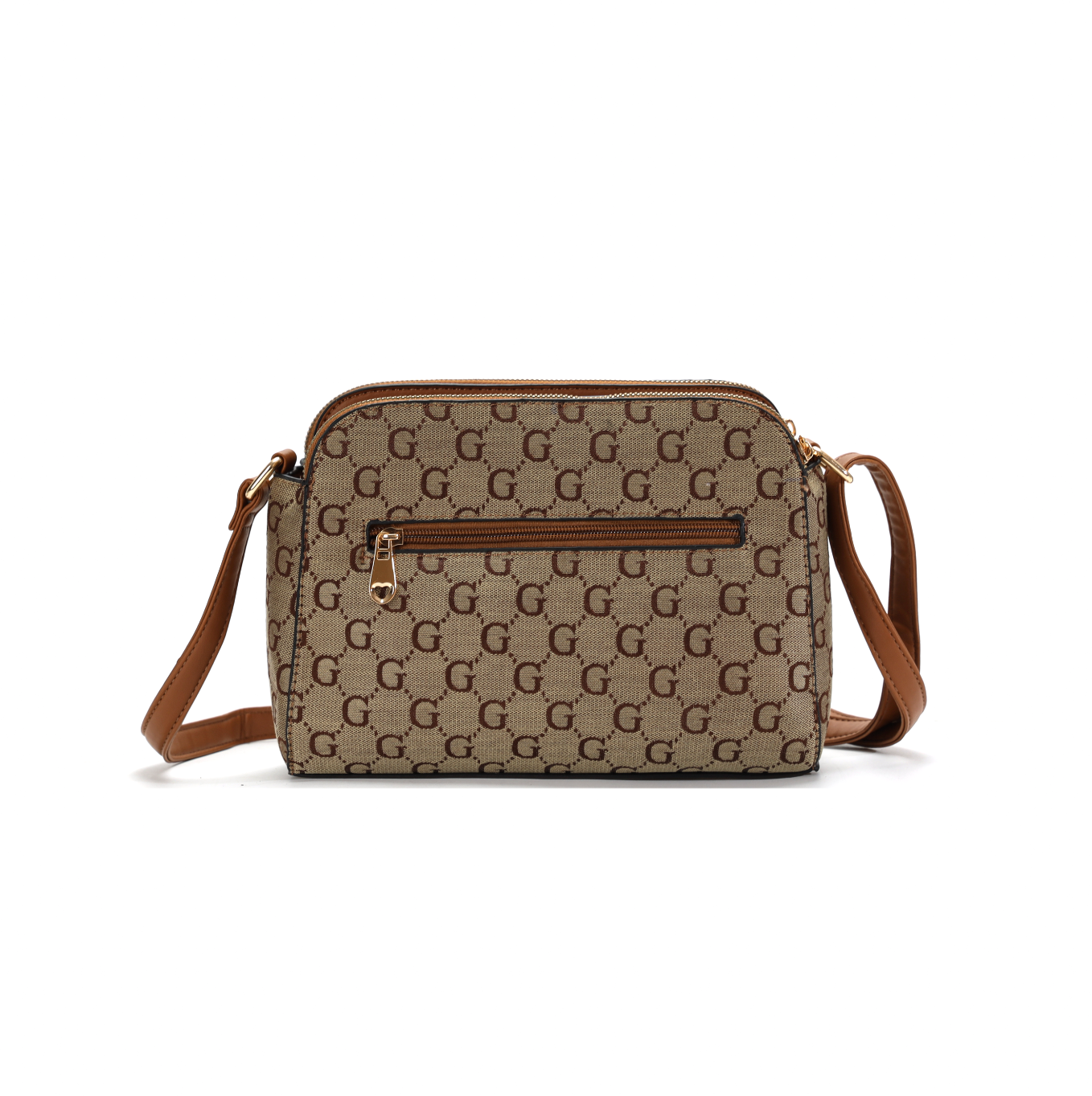 GESSY LOGO PRINT RING DECOR HANDBAG IN COFFEE