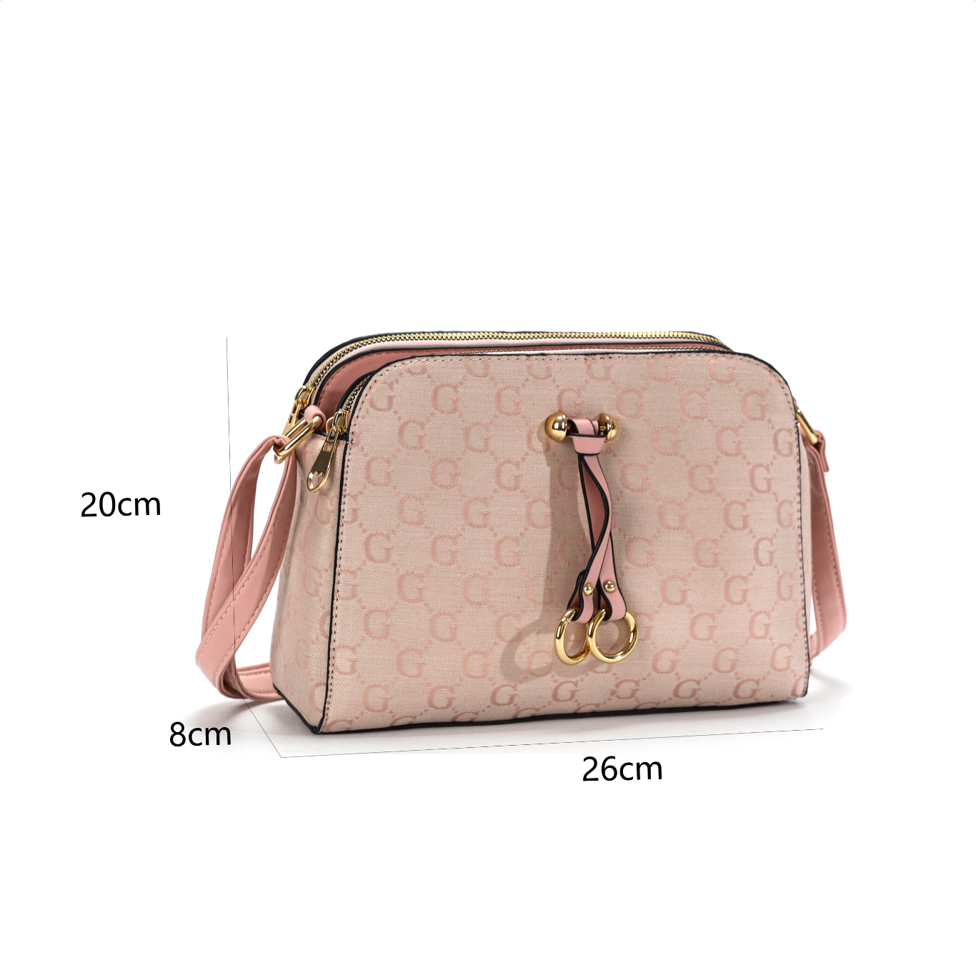 GESSY LOGO PRINT RING DECOR HANDBAG IN PINK