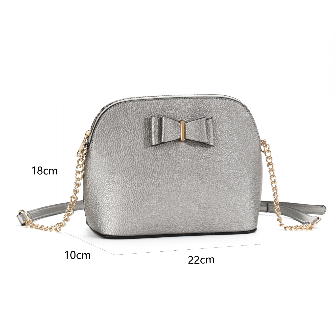 GESSY FRONT BOW TIE DECOR GROSS BODY BAG IN PEWTER