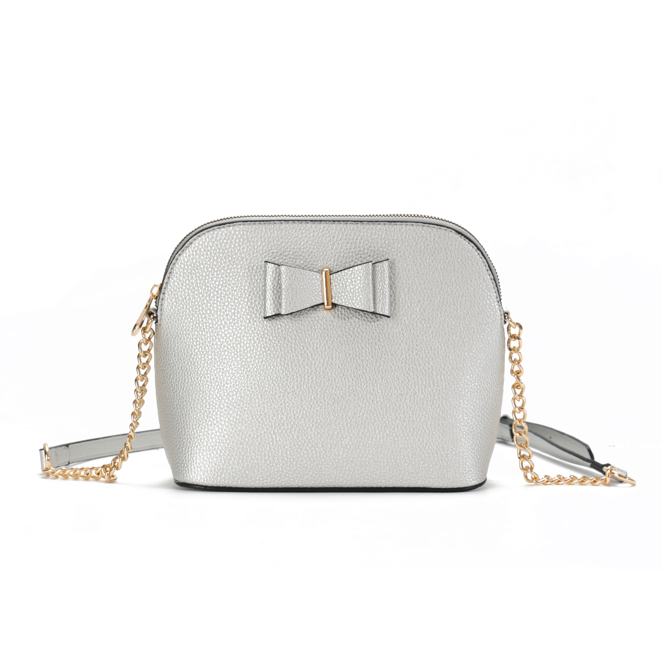 GESSY FRONT BOW TIE DECOR GROSS BODY BAG IN SILVER