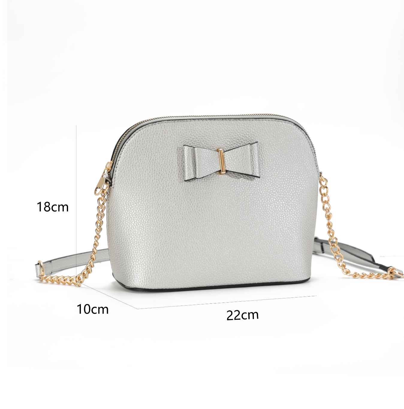 GESSY FRONT BOW TIE DECOR GROSS BODY BAG IN SILVER