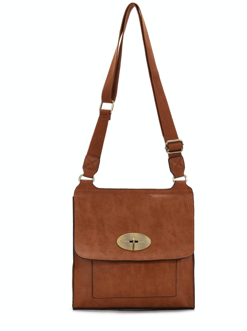 GESSY MESSENGER CROSS BODY BAG TWIST LOCKER IN BROWN