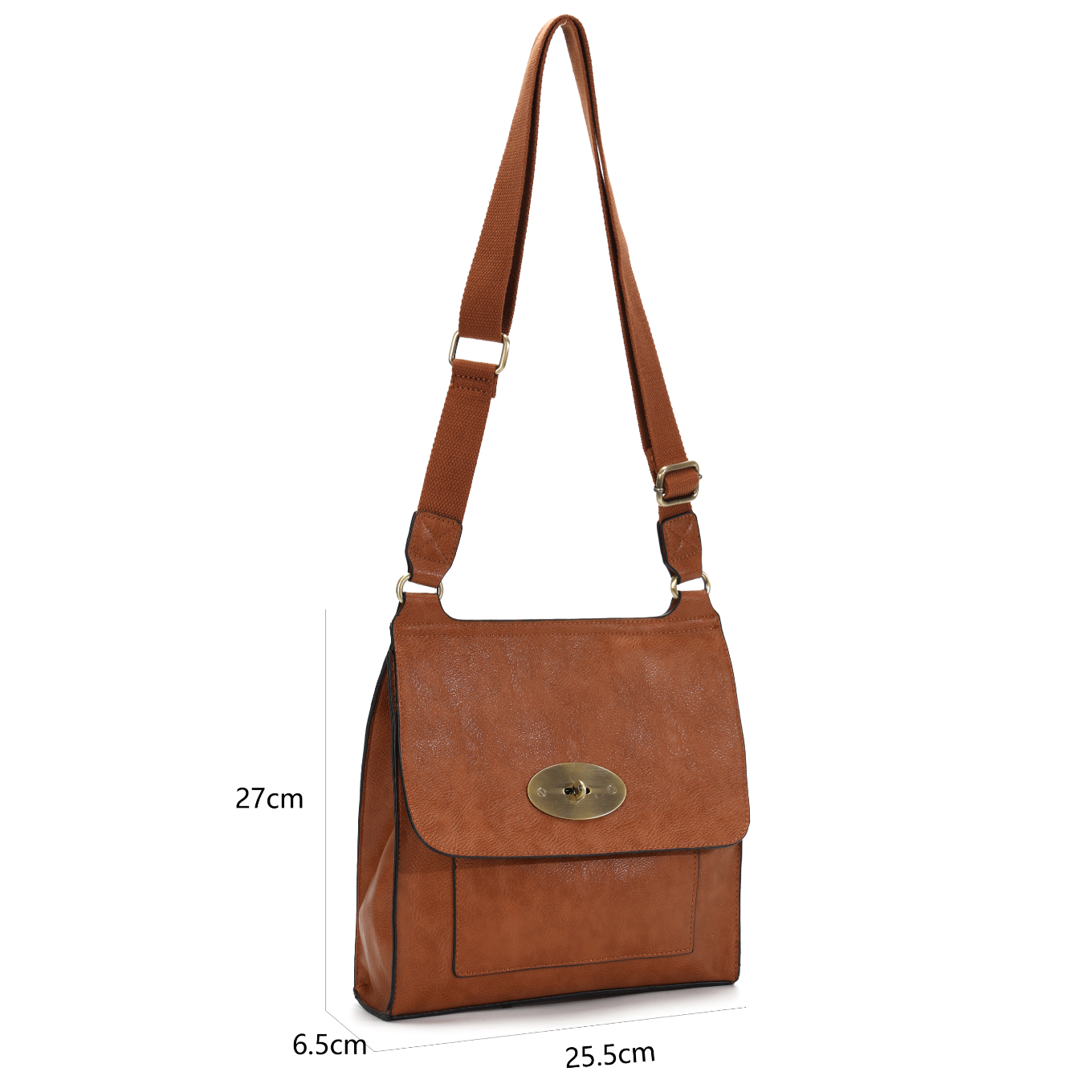 GESSY MESSENGER CROSS BODY BAG TWIST LOCKER IN BROWN