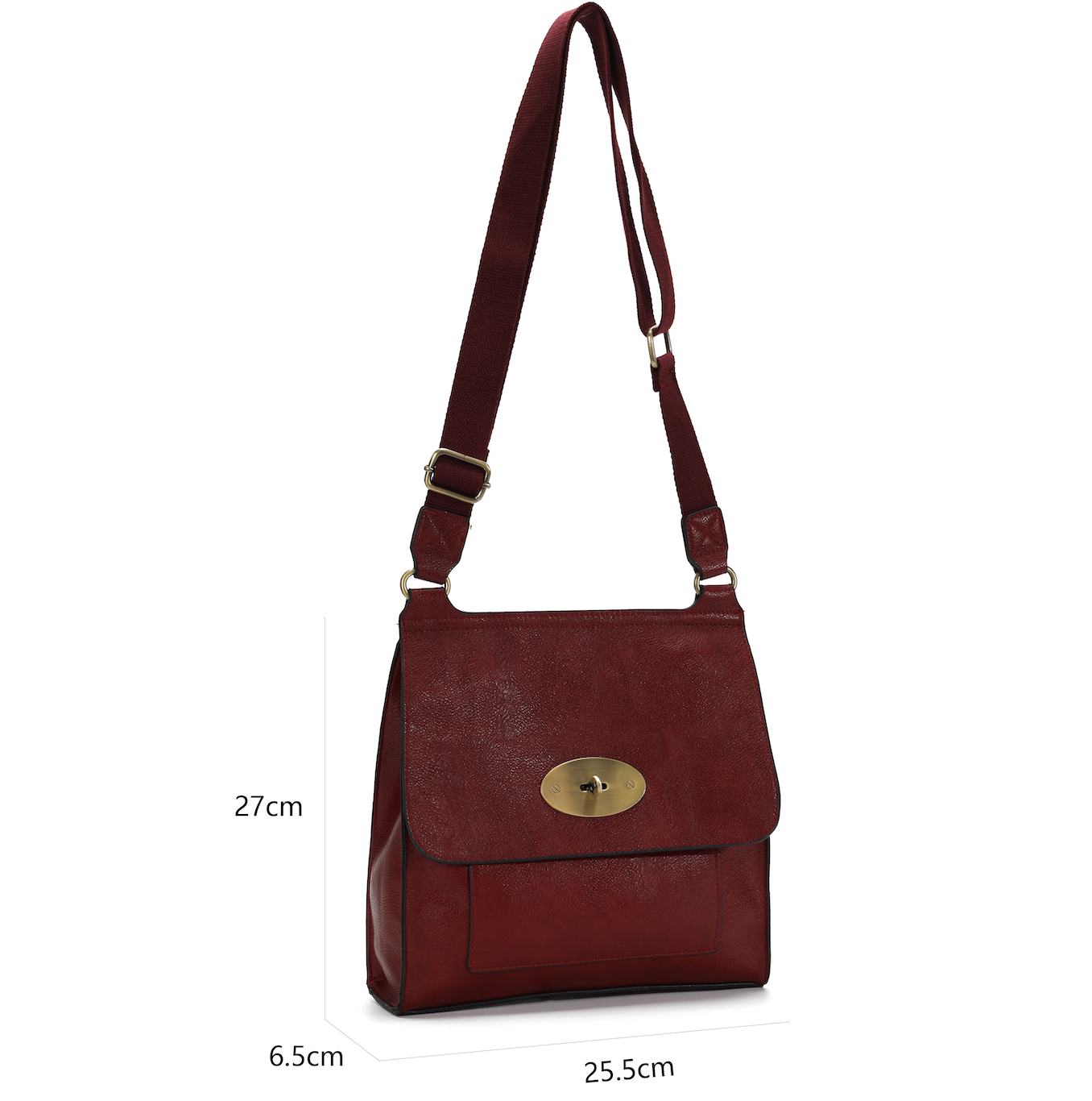 GESSY MESSENGER CROSS BODY BAG TWIST LOCKER IN WINE