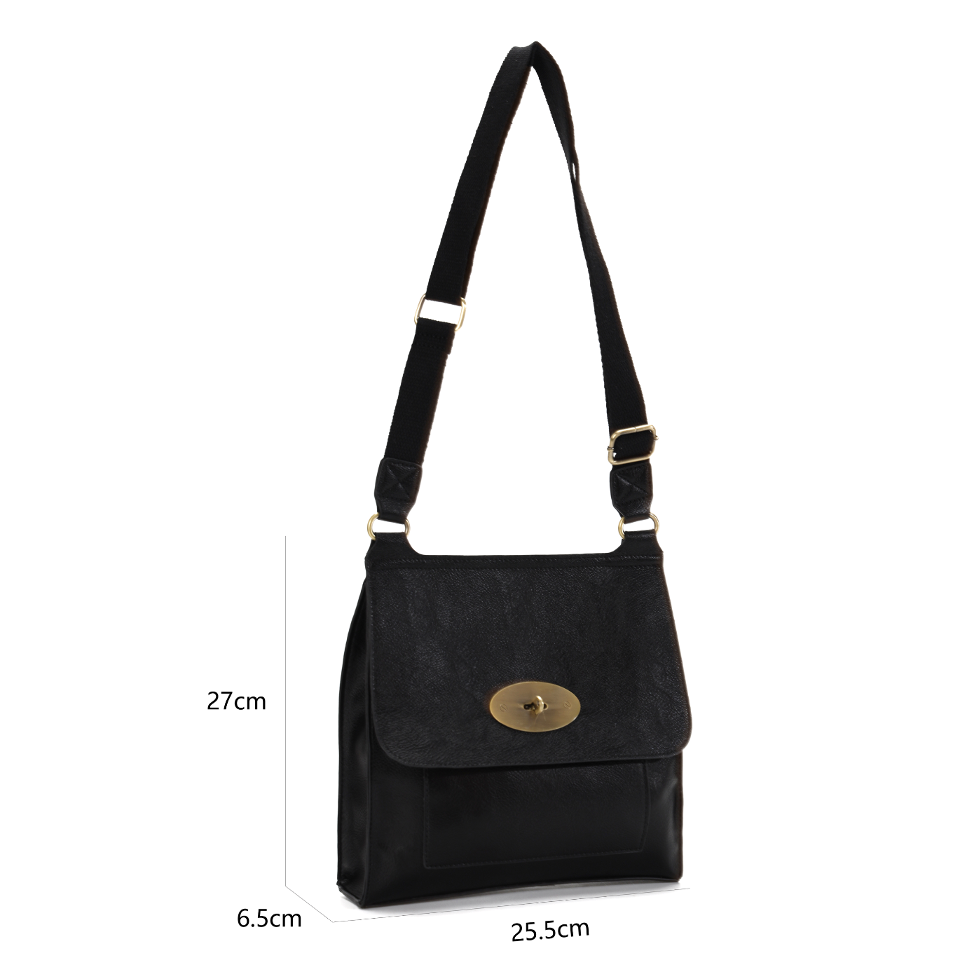 GESSY MESSENGER CROSS BODY BAG TWIST LOCKER IN BLACK