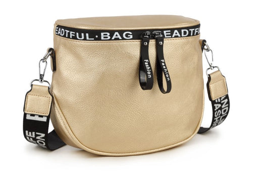 GESSY SEMICIRCLE BUCKET BAG IN GOLD