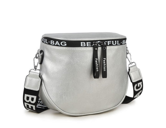 GESSY SEMICIRCLE BUCKET BAG IN SILVER