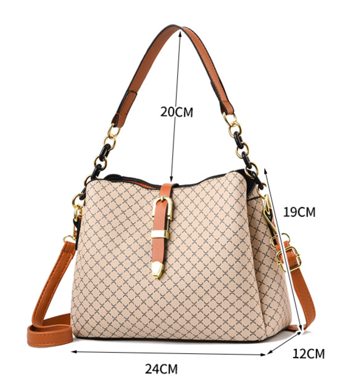 GESSY LEATHER PRINT HANDBAG IN BLACK