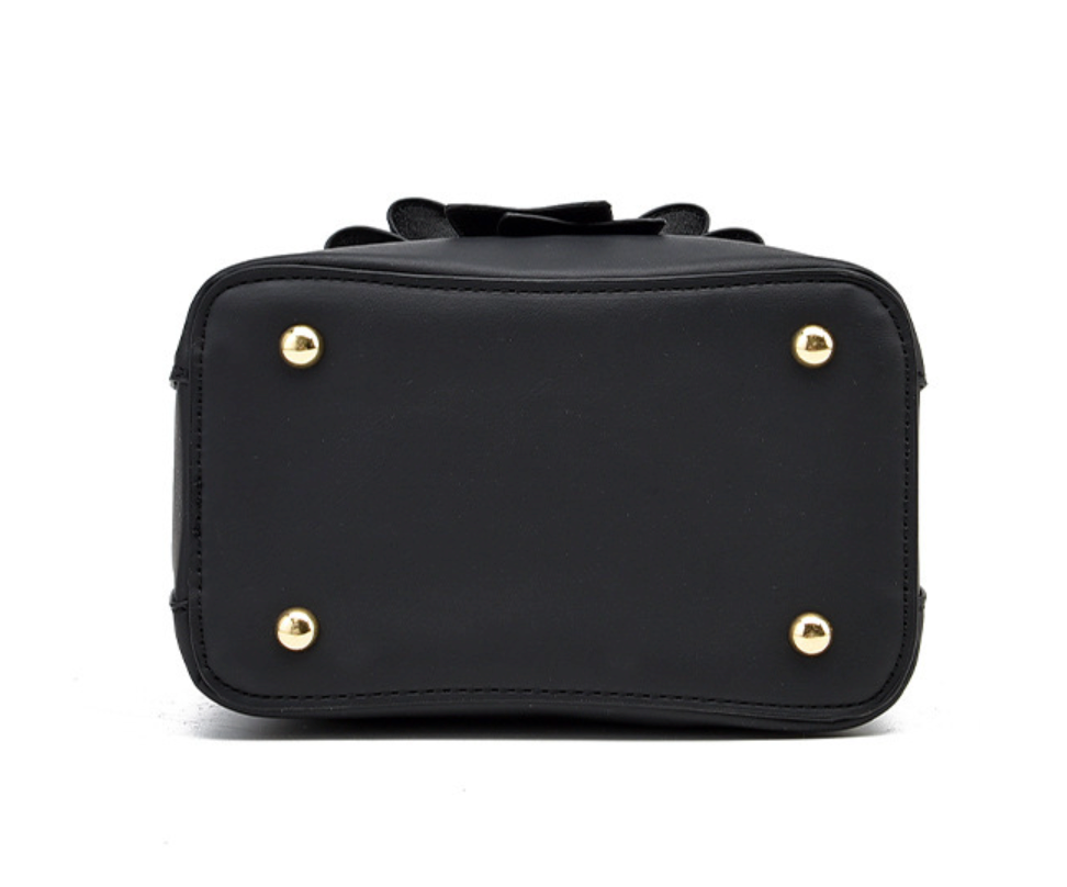 GESSY TOTE HANDBAG BOW TIE BAG OPTIONAL SHOULDER STRAP IN BLACK