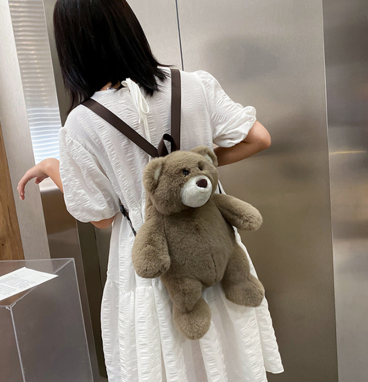GESSY KID BACKPACK BEAR DOLL IN BROWN
