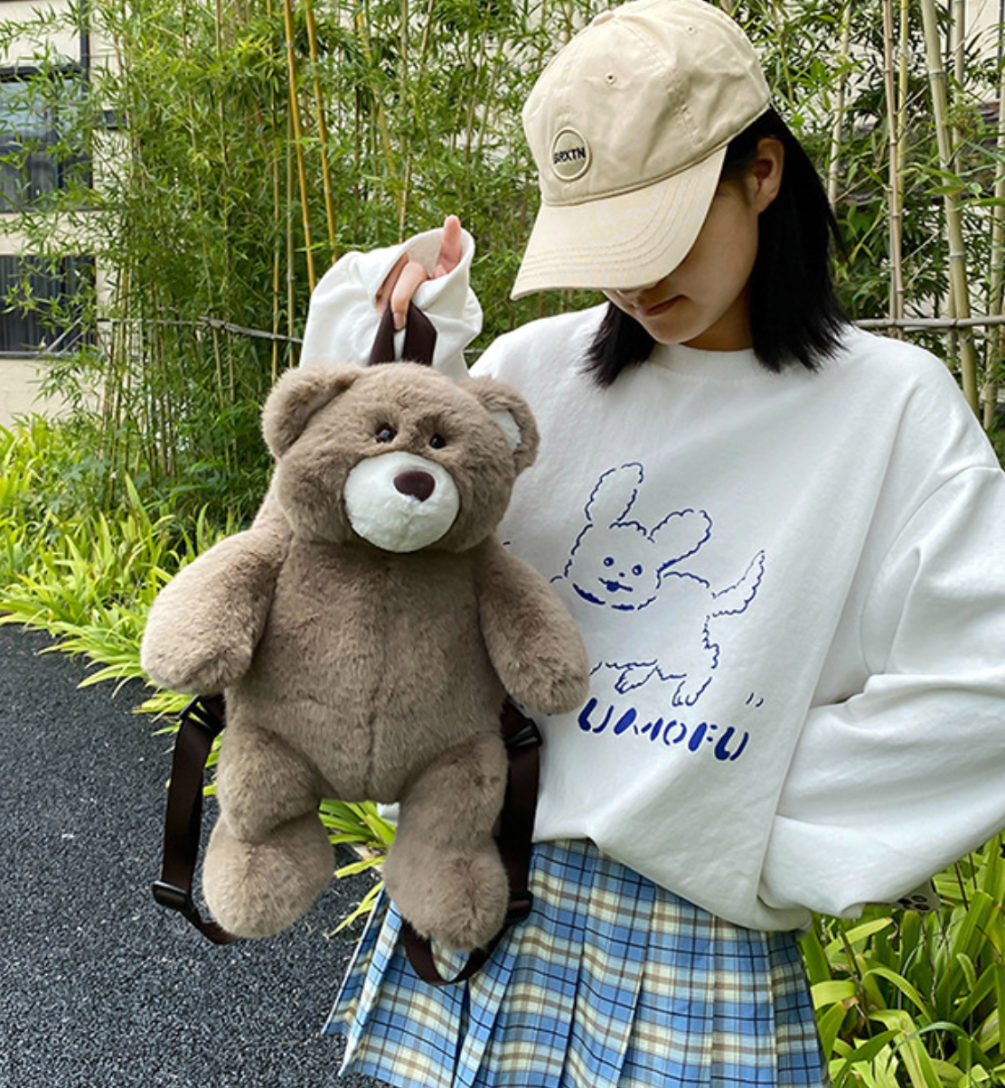 GESSY KID BACKPACK BEAR DOLL IN BROWN