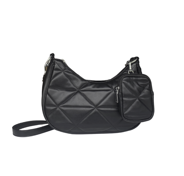 GESSY PADDED CROSSBODY BAG IN BLACK WITH