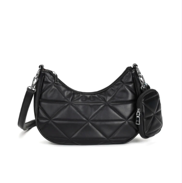 GESSY PADDED CROSSBODY BAG IN BLACK WITH