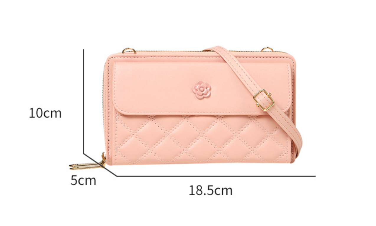 GESSY DIAMOND SHAPE FLOWER BUTTON CROSSBODY BAG