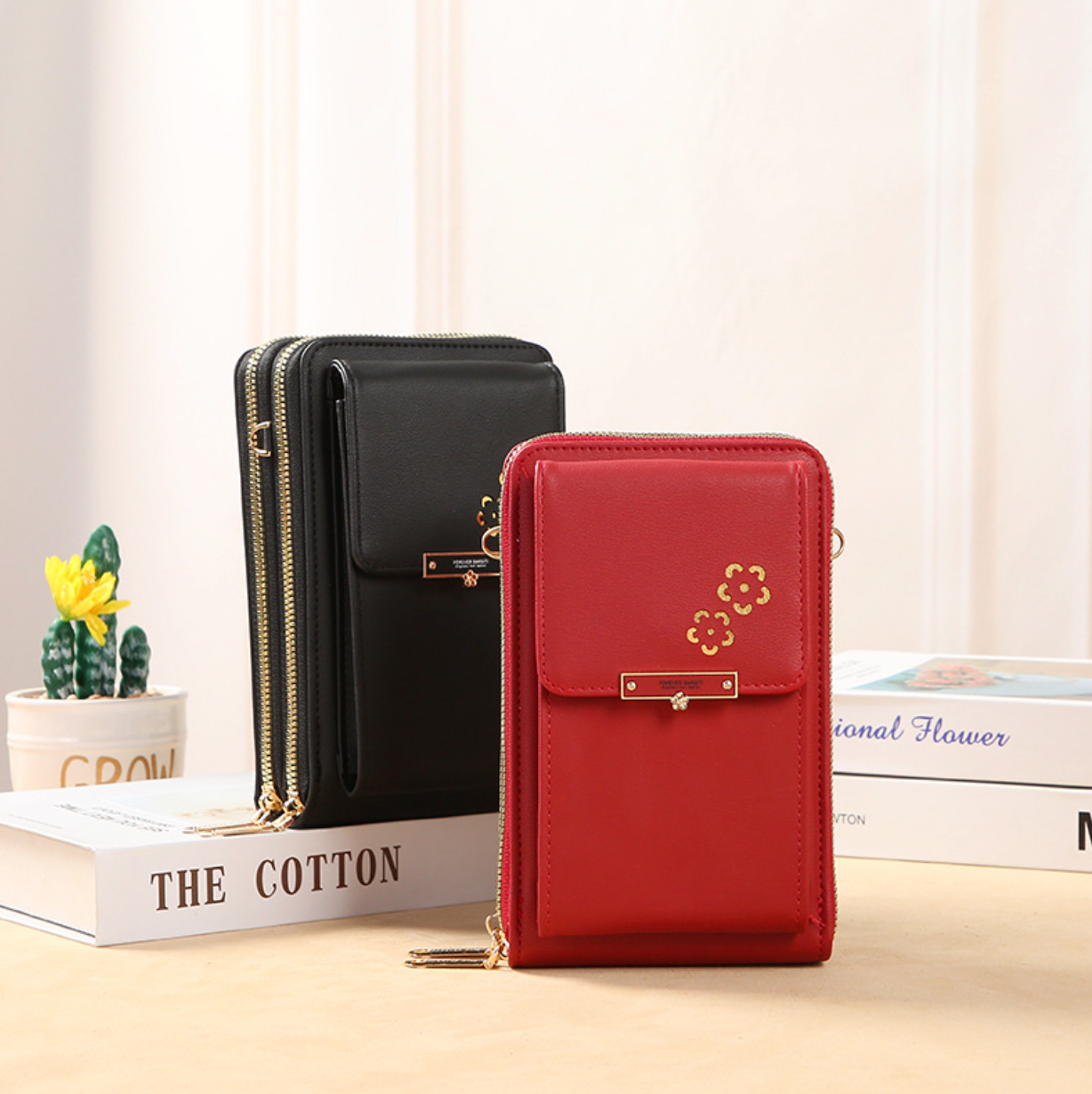 GESSY FUCTIONAL CROSSBODY CELLPHONE BAG IN RED