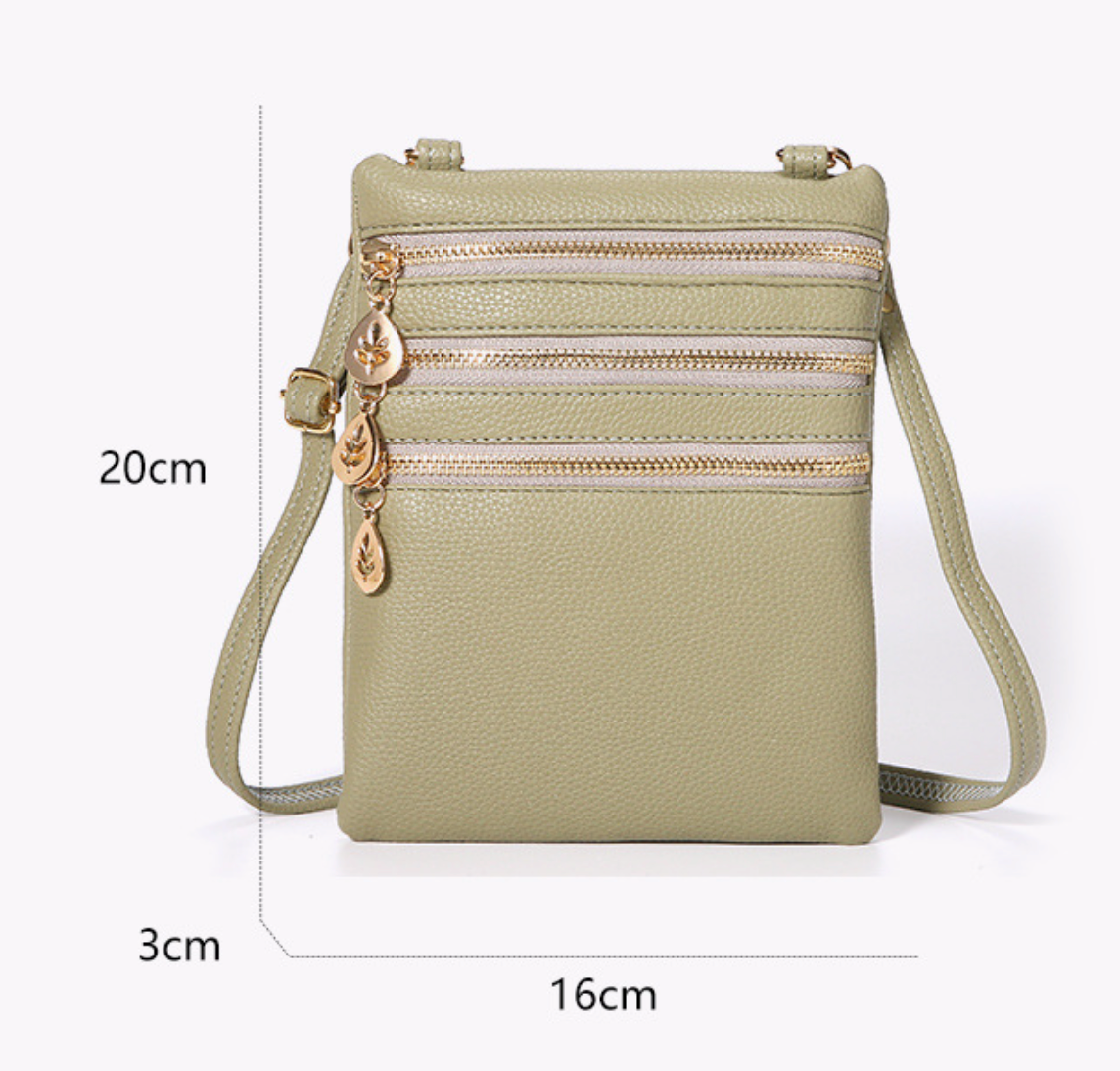 GESSY TRIPLE ZIP SMALL CROSSBODY BAG IN PINK