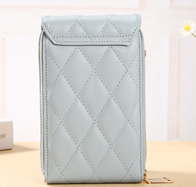 GESSY QUILTED DIAMOND SHAPED METAL SNAP CROSSBODY FLAP PHONE BAG IN RED