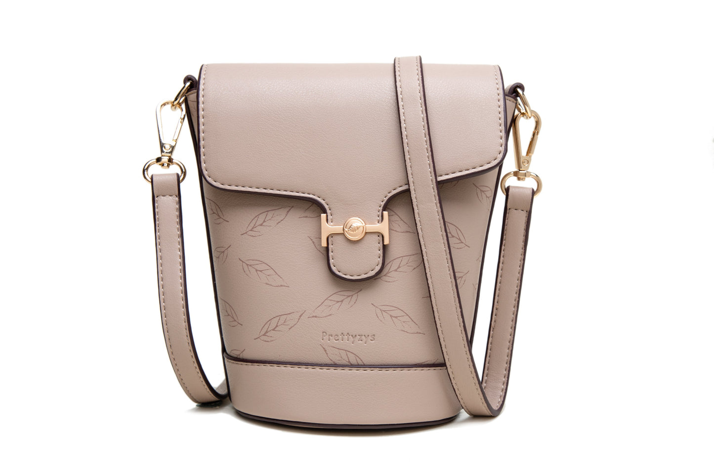 GESSY LEAF PRINT BUCKET BAG IN APRICOT