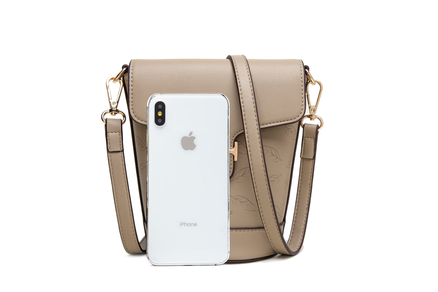 GESSY LEAF PRINT BUCKET BAG IN APRICOT