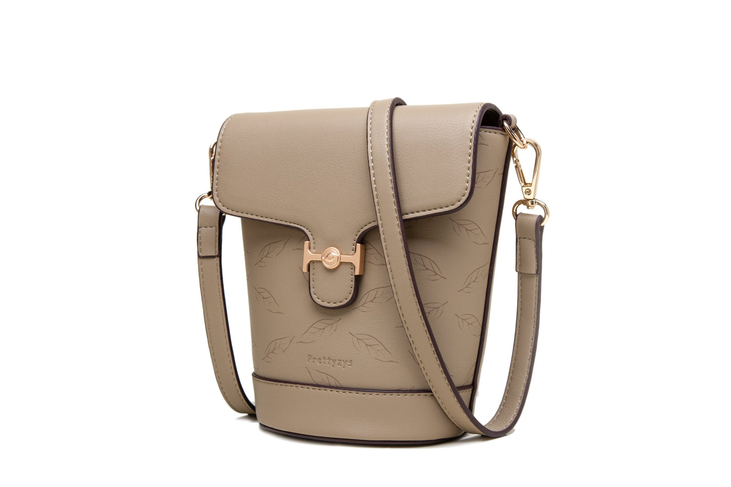 GESSY LEAF PRINT BUCKET BAG IN BLACK