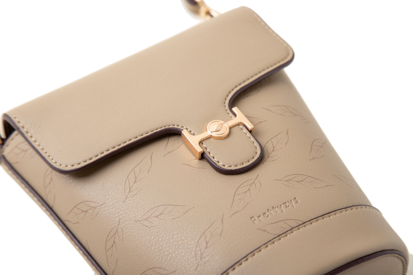 GESSY LEAF PRINT BUCKET BAG IN APRICOT