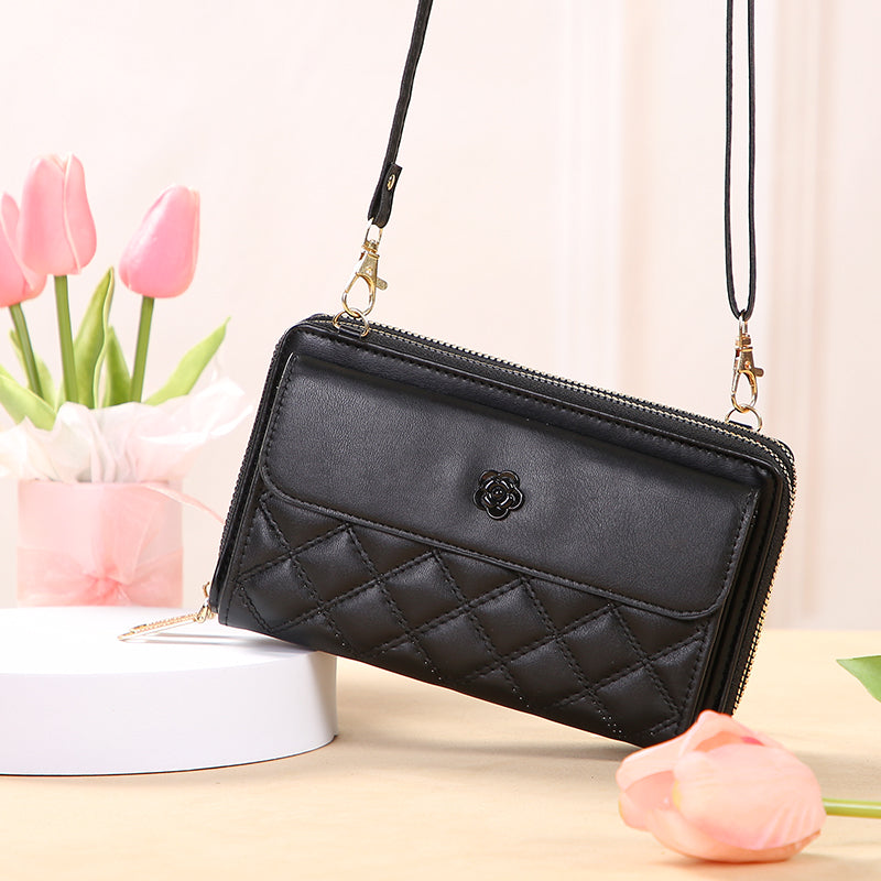 GESSY DIAMOND SHAPE FLOWER BUTTON CROSSBODY BAG