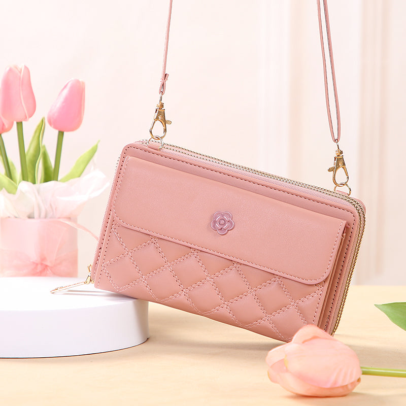 GESSY DIAMOND SHAPE FLOWER BUTTON CROSSBODY BAG