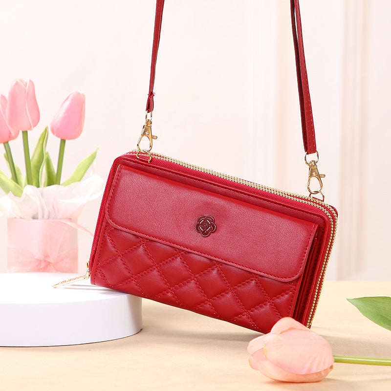 GESSY DIAMOND SHAPE FLOWER BUTTON CROSSBODY BAG