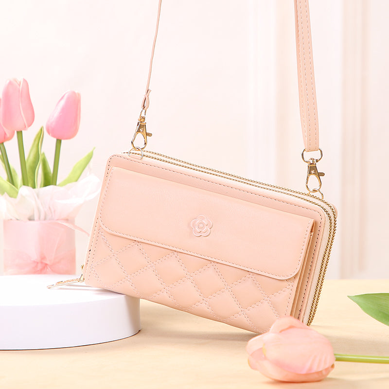 GESSY DIAMOND SHAPE FLOWER BUTTON CROSSBODY BAG