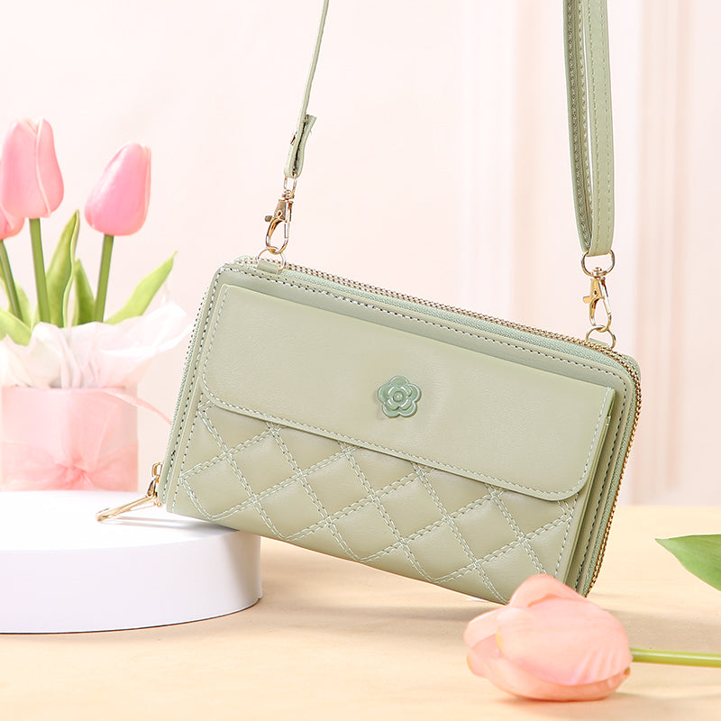 GESSY DIAMOND SHAPE FLOWER BUTTON CROSSBODY BAG
