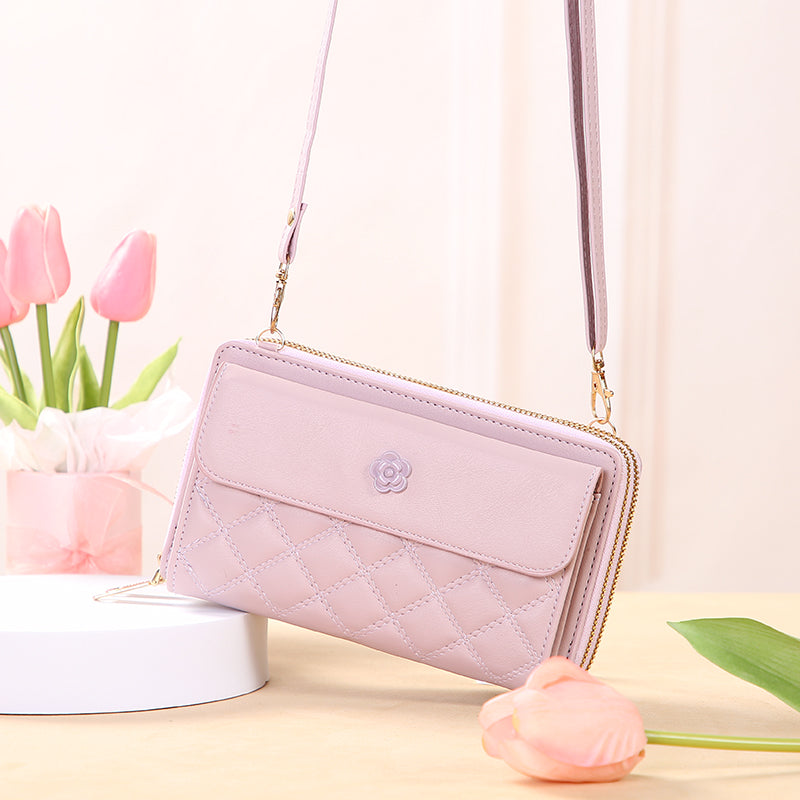 GESSY DIAMOND SHAPE FLOWER BUTTON CROSSBODY BAG