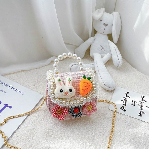 GESSY BUNNY AND CARROTS KID HANDBAGS WITH PEARL HANDLE
