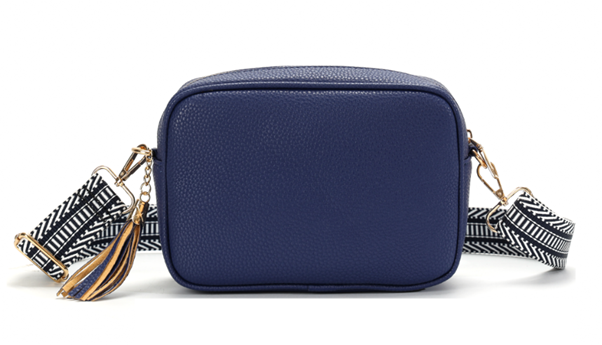 GESSY CAMERA TASSEL CLUTCH BAG WITH OPTIONAL PATTERNED SHOULDER STRAP