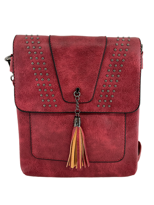 GESSY FLAP HANDBAG WITH TASSEL IN RED
