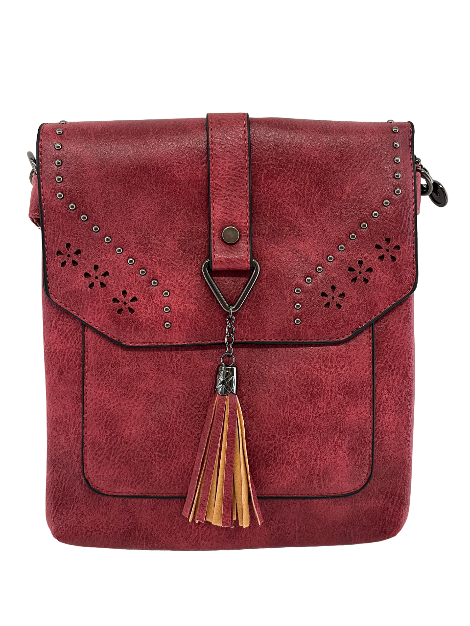 GESSY CUT-OUT HANDBAG WITH TASSEL IN RED
