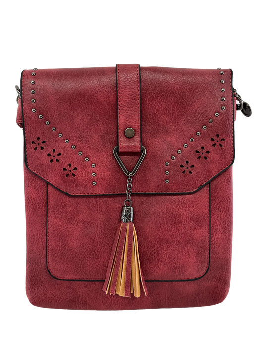 GESSY CUT-OUT HANDBAG WITH TASSEL IN RED