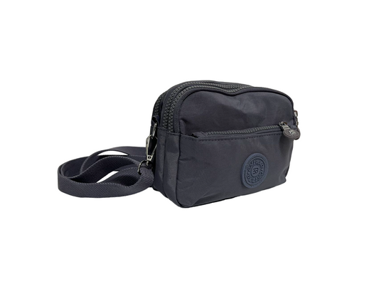 GESSY NYLON SMALL ZIP-LOCK CROSSBODY BAG IN GREY