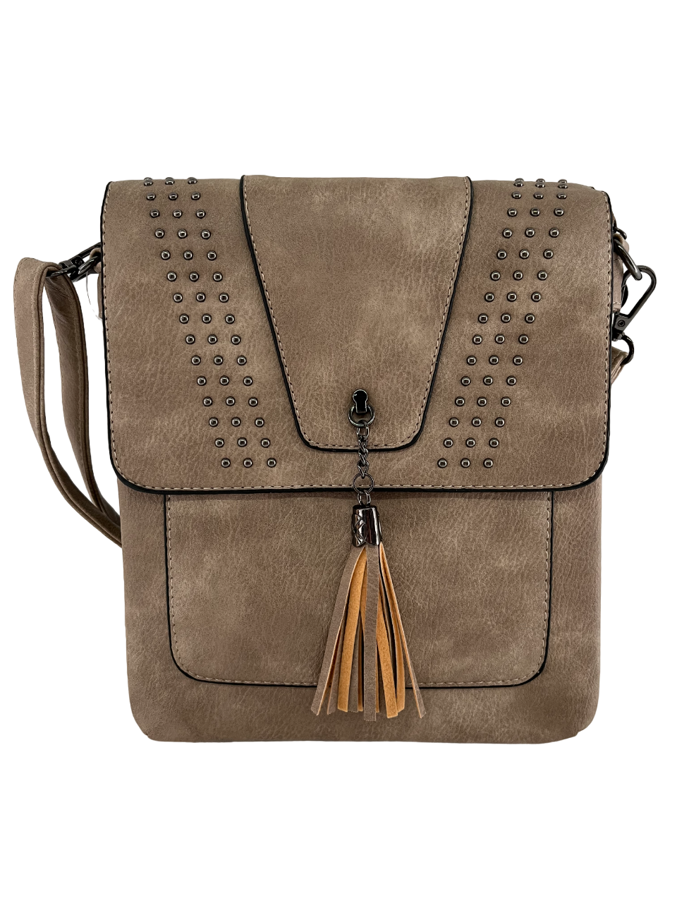 GESSY FLAP HANDBAG WITH TASSEL IN BEIGE
