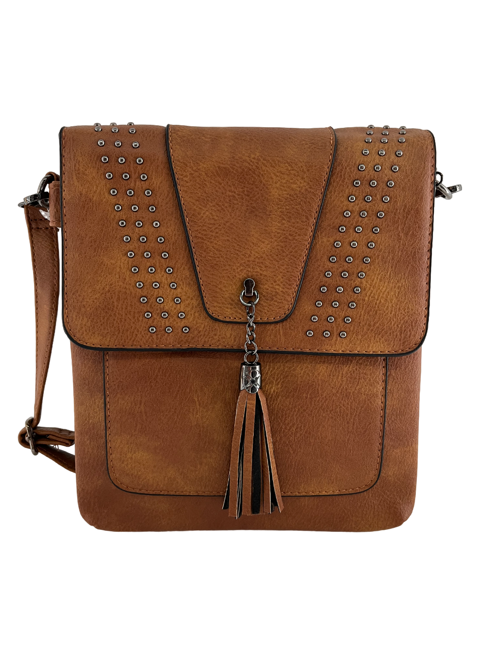 GESSY FLAP HANDBAG WITH TASSEL IN EARTH YELLOW