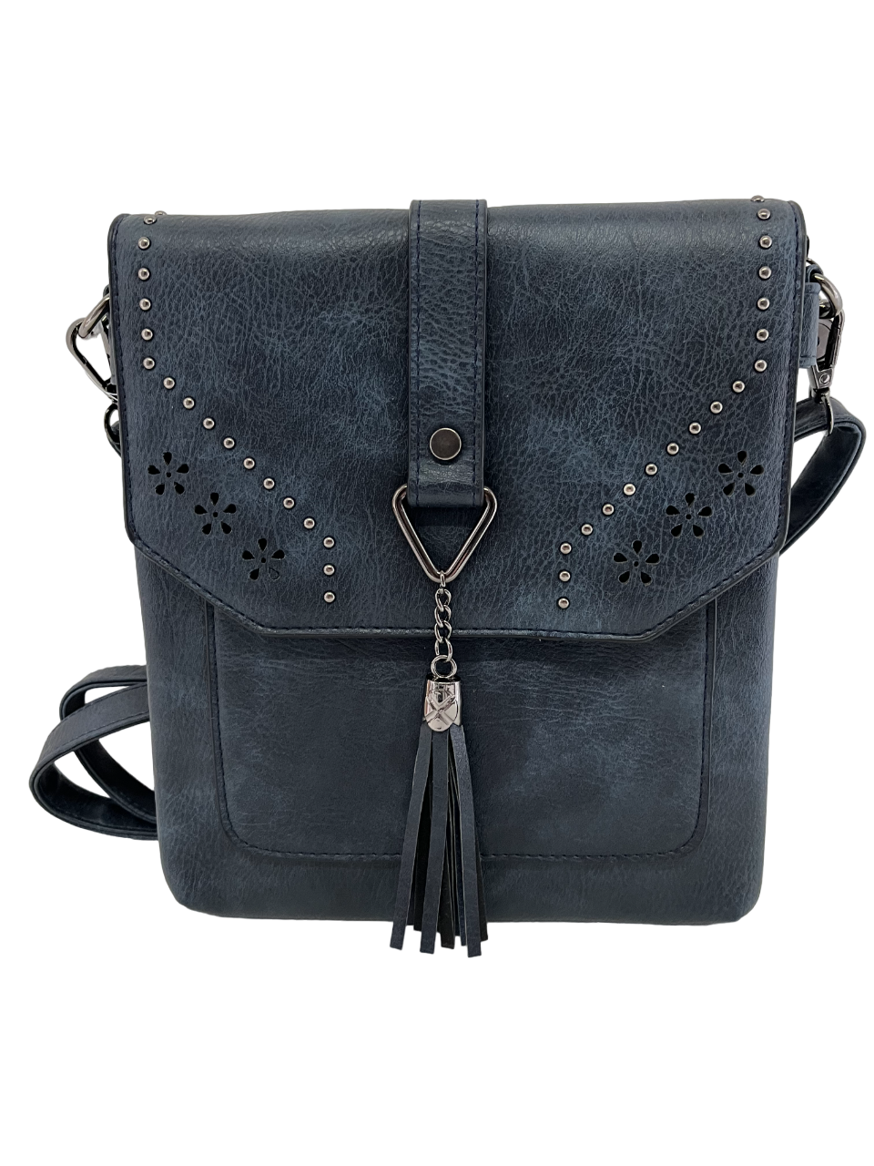 GESSY CUT-OUT HANDBAG WITH TASSEL IN BLUE